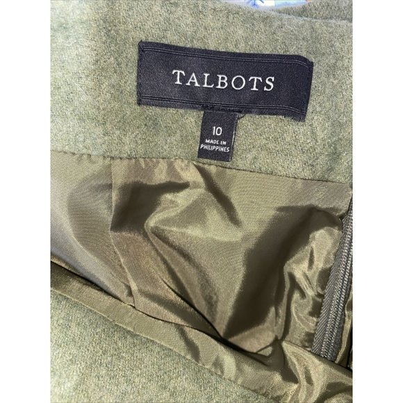 Talbots Green Wool Skirt Lined Size 10 Straight Wiggle 20" Zipper Pockets - Picture 5 of 6